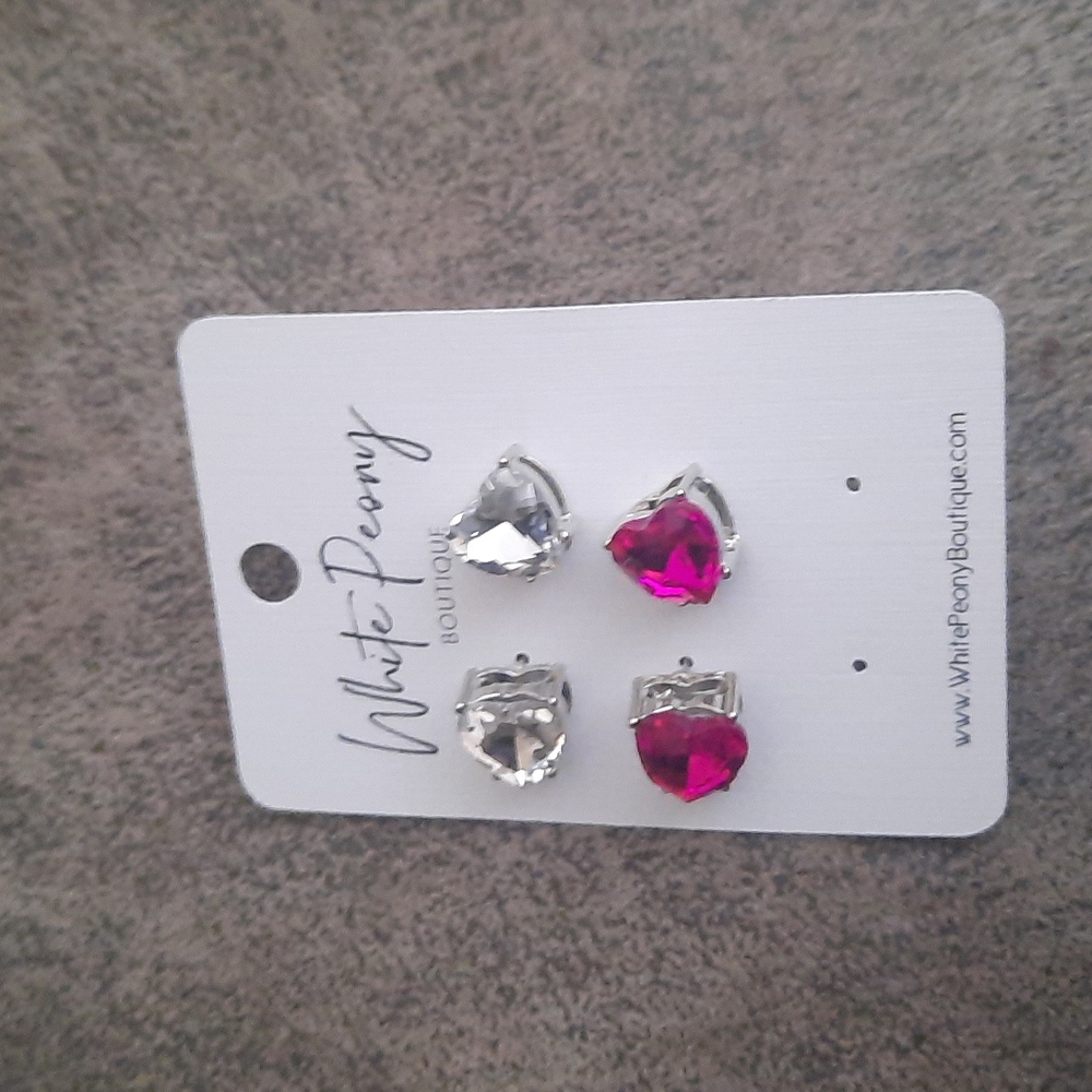 2 sets of heart earrings